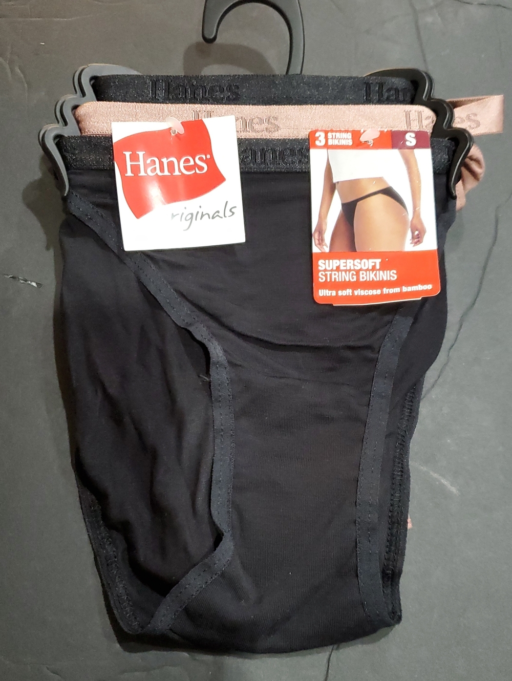Hanes originals 3pack supersoft bamboo‎ string bikini women's panties size Small